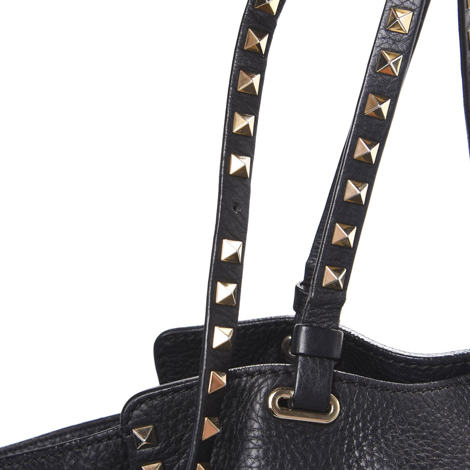 Valentino Garavani Pebbled Calfskin Medium Rockstud Tote Black 8 of 9
