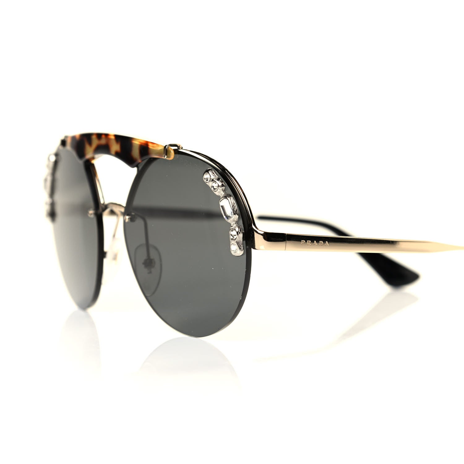 Prada Crystal Ornate Sunglasses SPR52U Havana 5 of 5