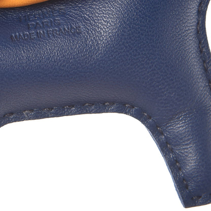 Hermes Milo Lambskin Grigri Rodeo Horse Bag Charm PM Bleu Saphir Naturel Bouton D'Or 3 of 4