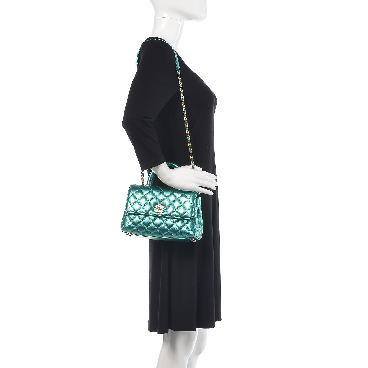 Chanel Metallic Caviar Quilted Mini Coco Handle Flap Blue 2 of 11