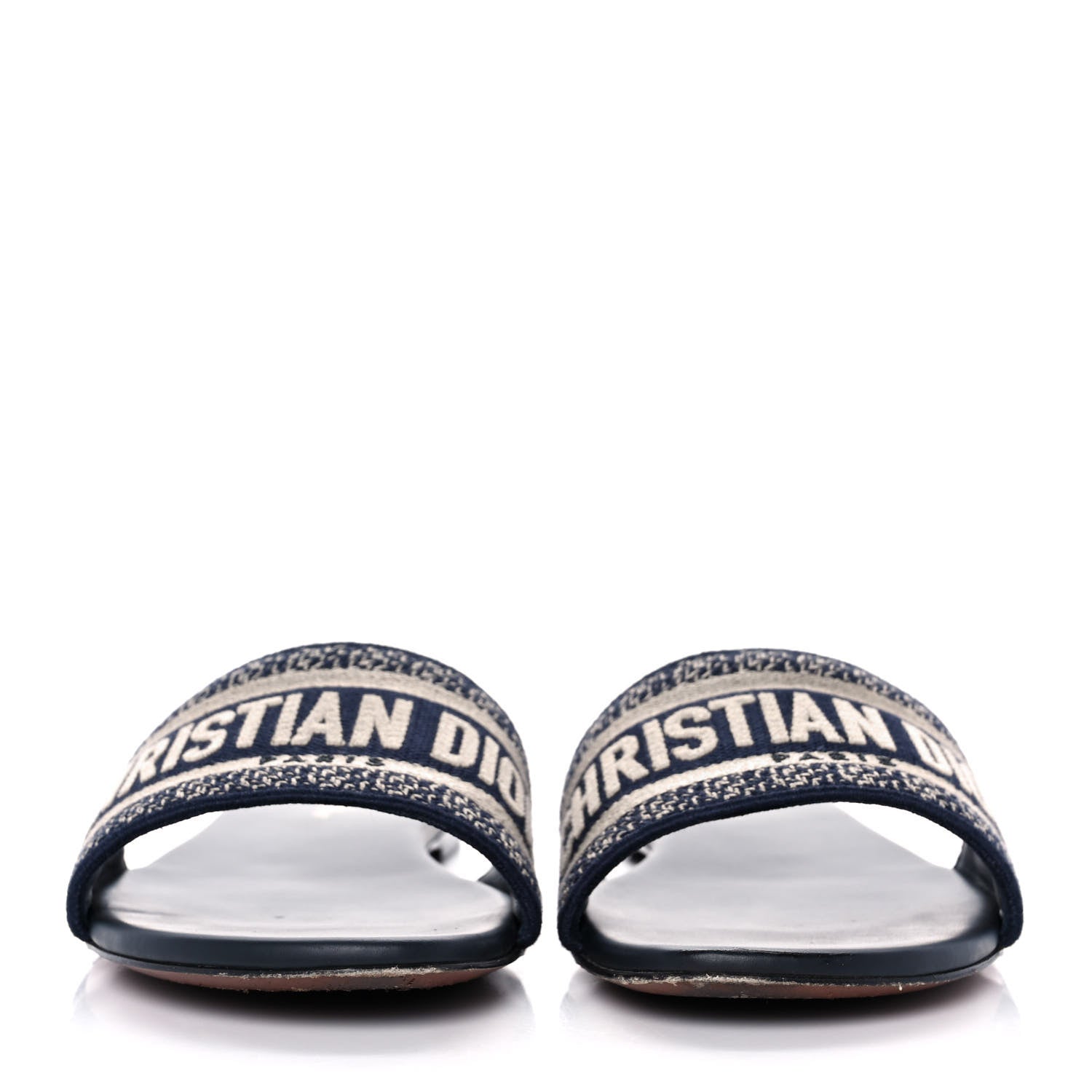 Christian Dior Canvas Embroidered Dway Mules Slide Sandals 41 Deep Blue 2 of 9