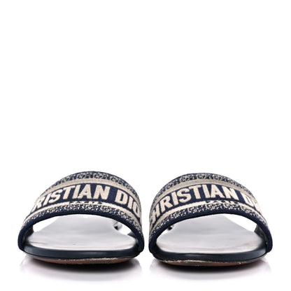 Christian Dior Canvas Embroidered Dway Mules Slide Sandals 41 Deep Blue 2 of 9
