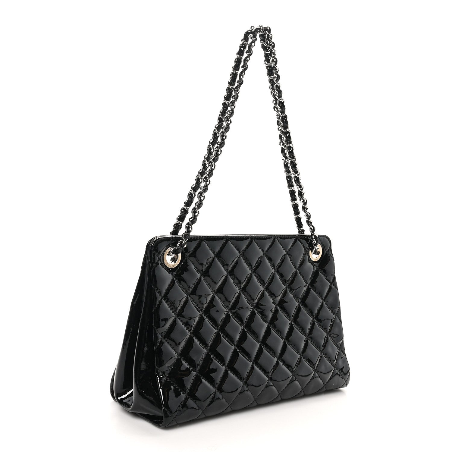 Chanel Patent Quilted Timeless CC Shopping Tote Black 3 of 10