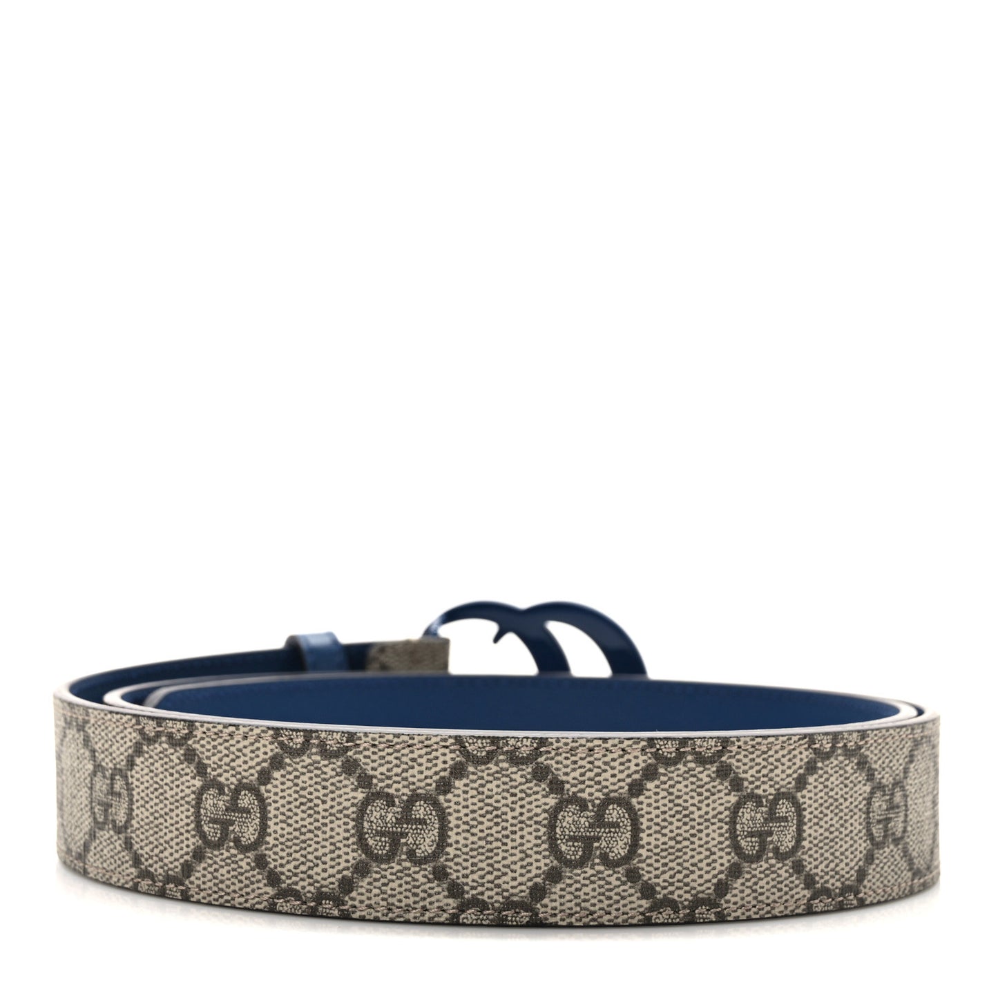 GG Supreme Monogram Plutone Calfskin Enamel Double G 30mm Belt 95 38 Beige Ebony Royale
