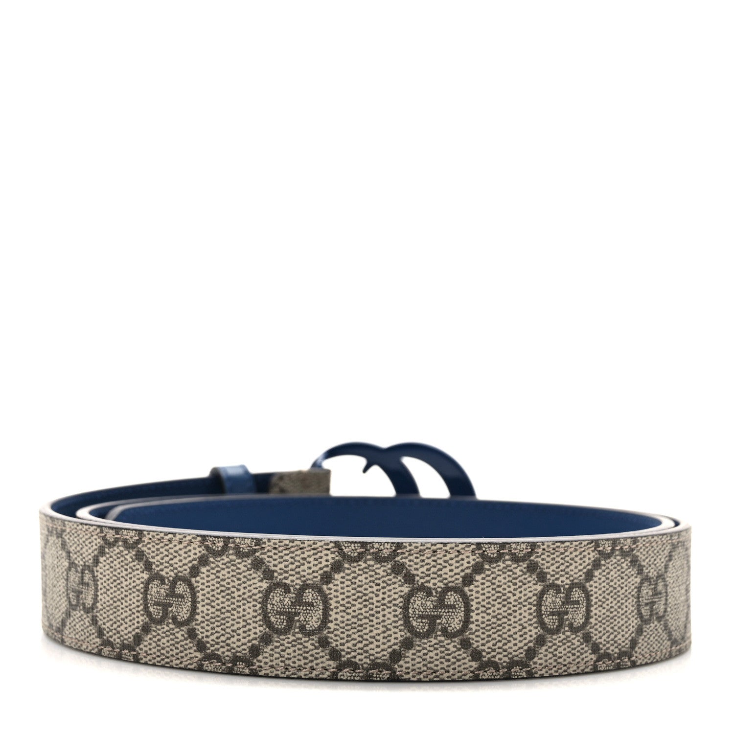 Gucci GG Supreme Monogram Plutone Calfskin Enamel Double G 30mm Belt 95 38 Beige Ebony Royale 2 of 5