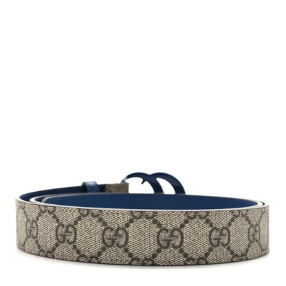 Gucci GG Supreme Monogram Plutone Calfskin Enamel Double G 30mm Belt 95 38 Beige Ebony Royale 2 of 5