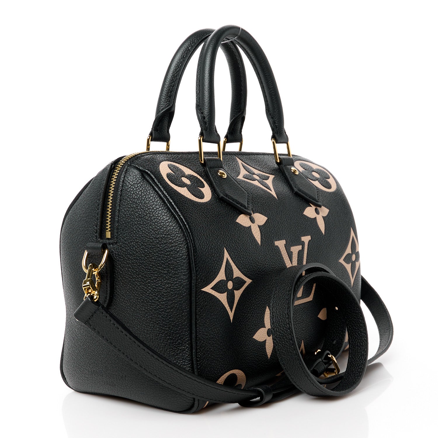 Louis Vuitton Empreinte Monogram Giant Speedy Bandouliere 25 Black Beige 3 of 13