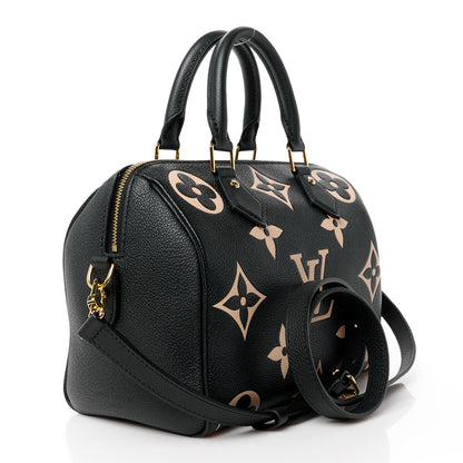 Louis Vuitton Empreinte Monogram Giant Speedy Bandouliere 25 Black Beige 3 of 13