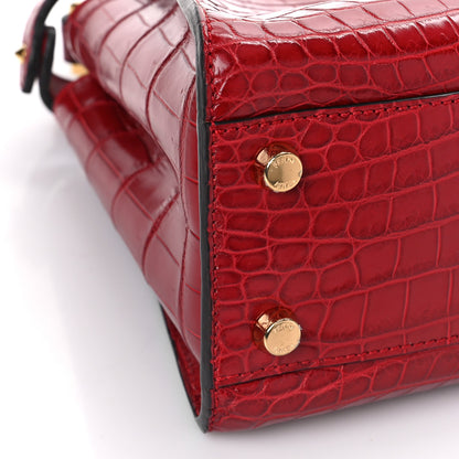 Fendi Shiny Crocodile Shiny Nappa Medium Peekaboo Iconic Essentially Satchel Red 8 of 9