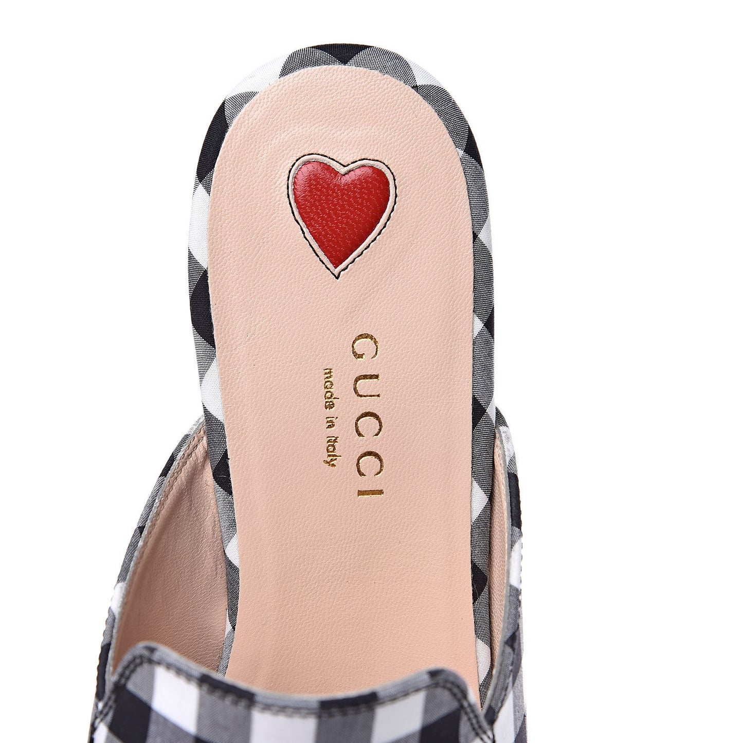 Cotton Gingham Womens Princetown Slippers 36 White Black