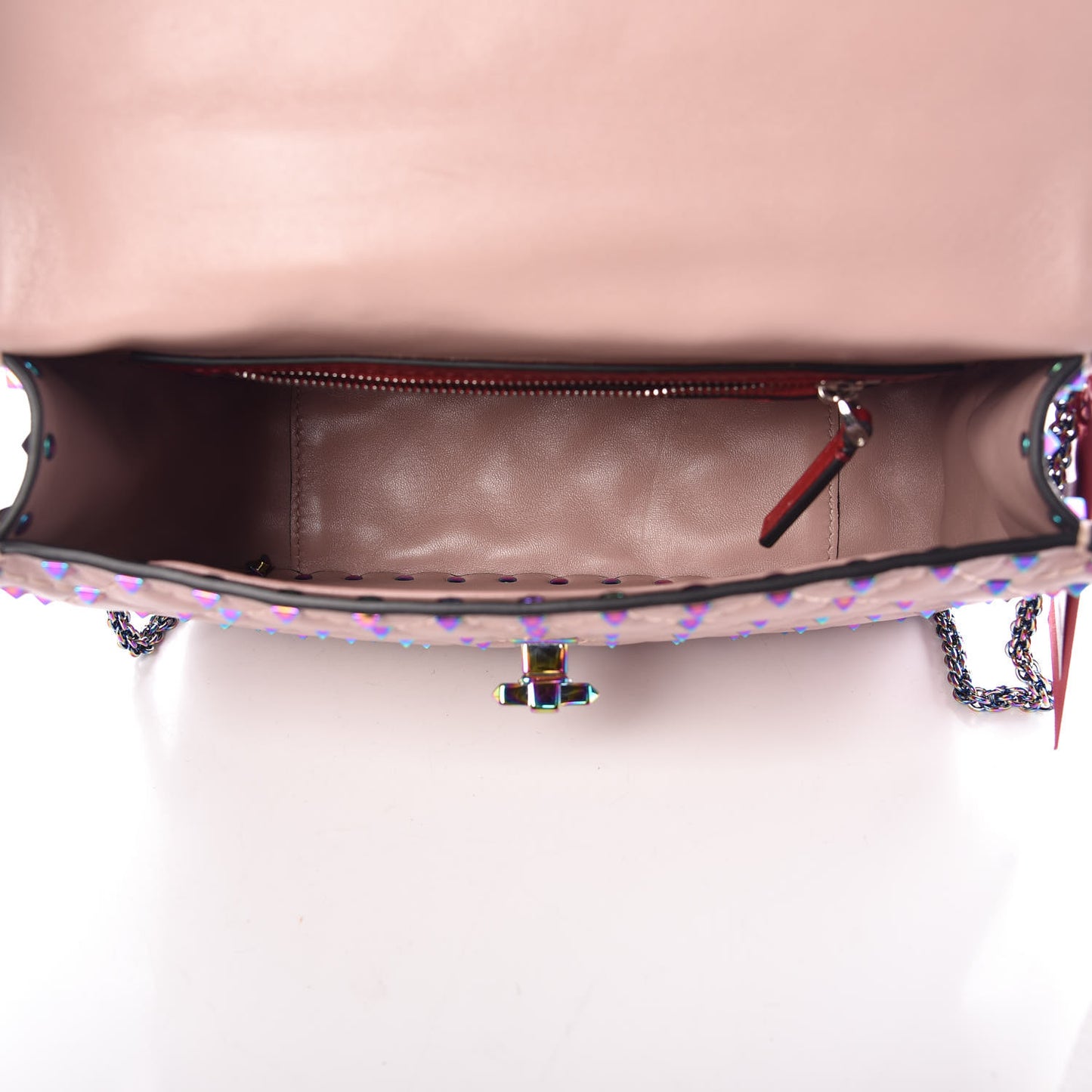 Lambskin Oil Slick Medium Rockstud Spike Shoulder Bag Poudre