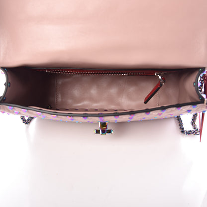 Valentino Garavani Lambskin Oil Slick Medium Rockstud Spike Shoulder Bag Poudre 5 of 8