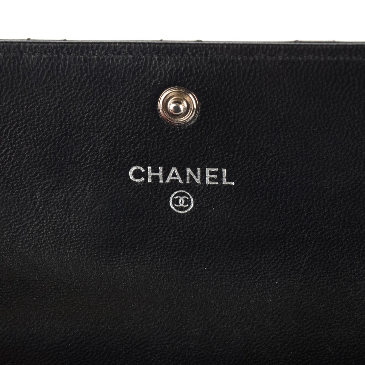 Lambskin Quilted Flap Card Holder Black