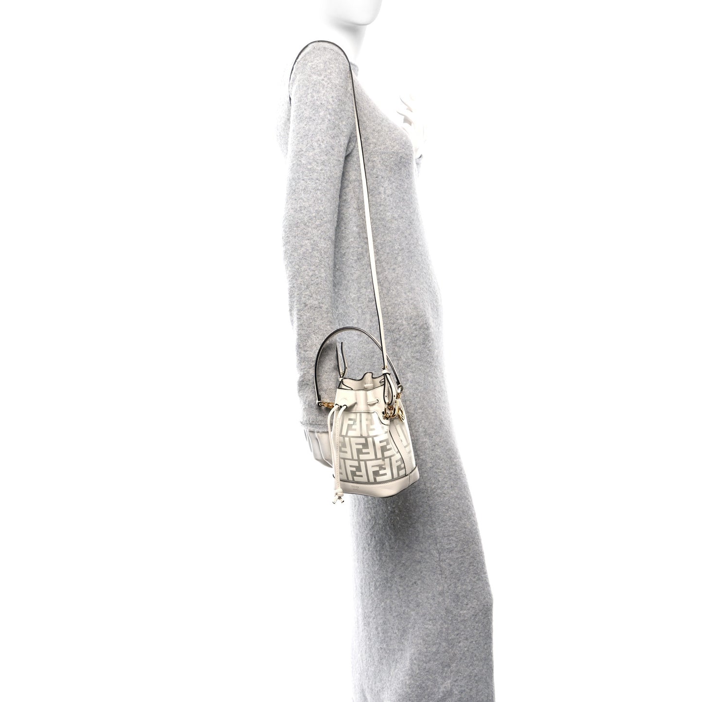 TPU FF Vitello Grace F is Fendi Mini Mon Tresor Bucket Bag White