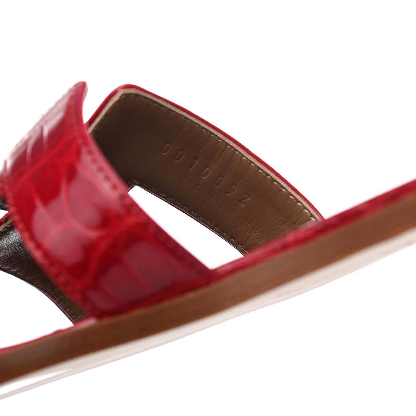 Shiny Alligator Oran Sandals 36 Braise