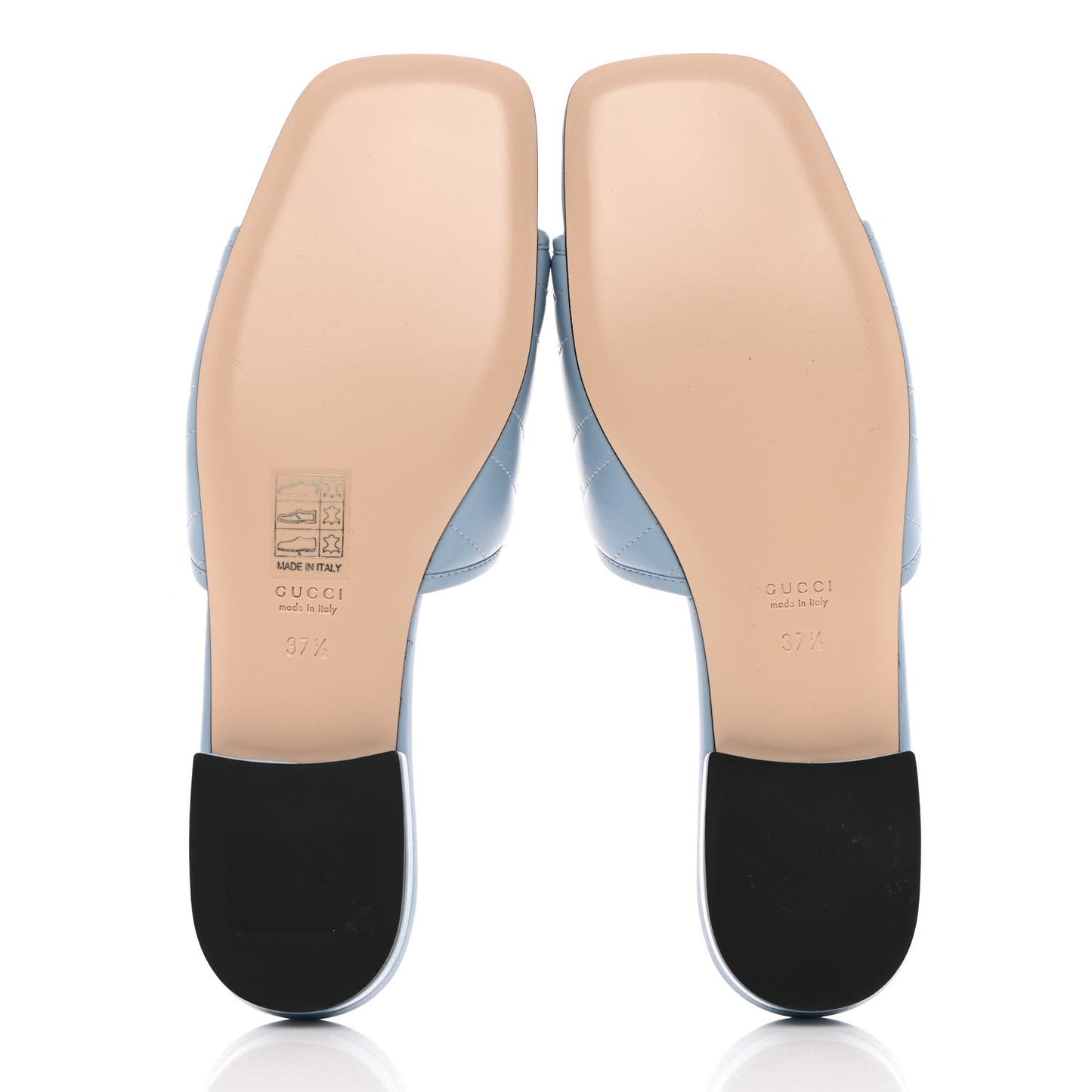 Nappa Matelasse GG Marmont Flat Slide Sandals 37.5 Porcelain Light Blue