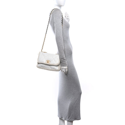Chanel Crumpled Calfskin Shearling Sheepskin Medium Chanel 19 Flap White 2 of 10