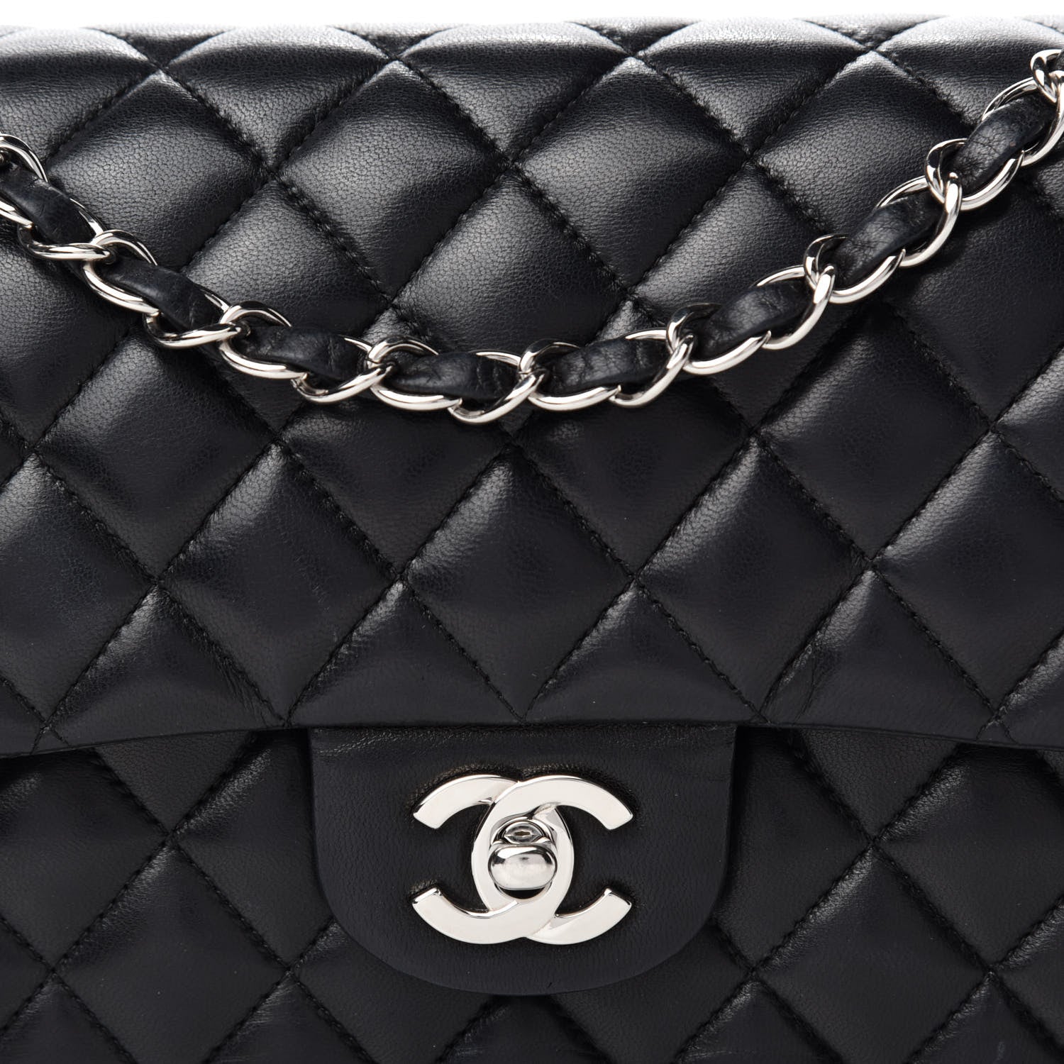 Chanel Lambskin Quilted Medium Double Flap Black 18 of 18