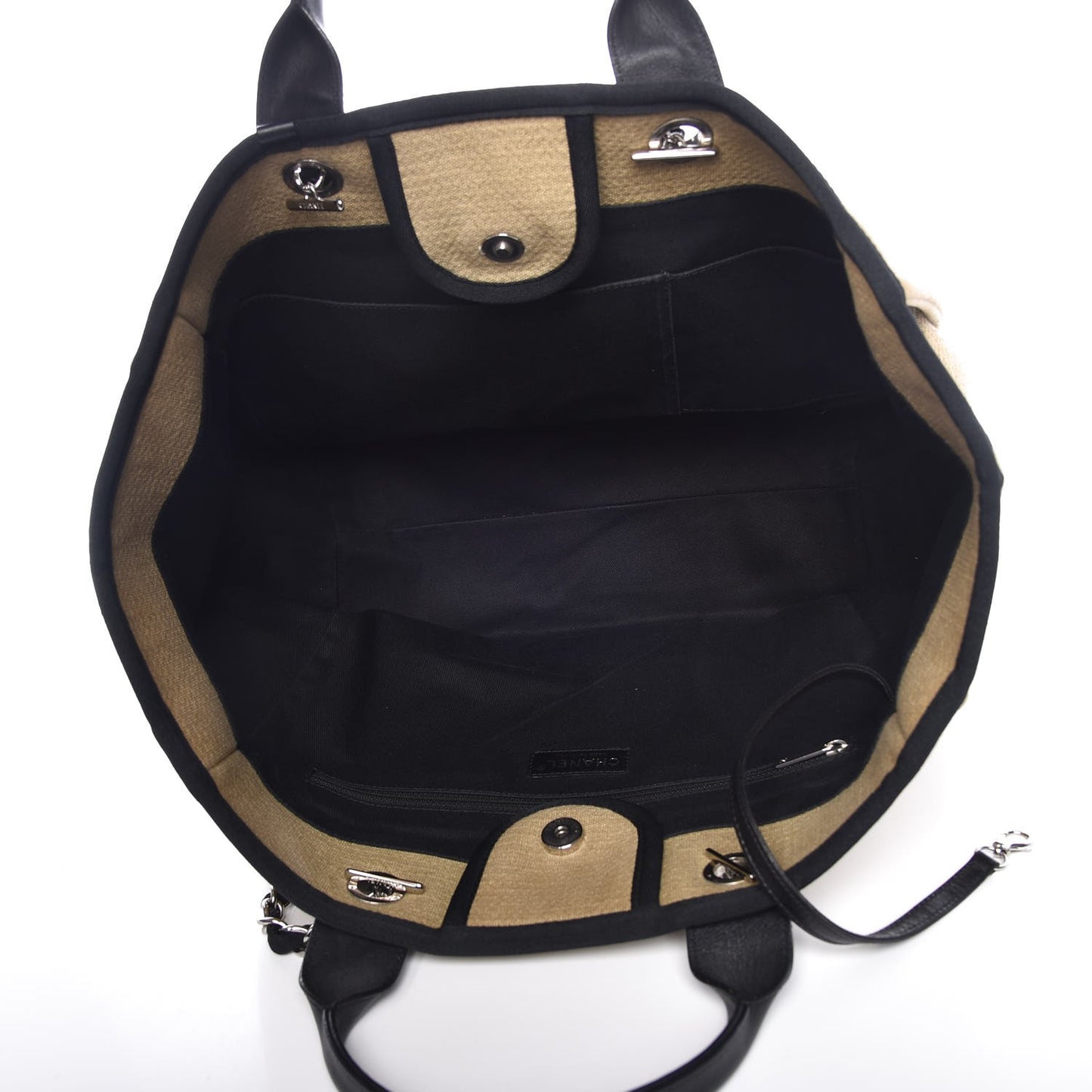 Canvas Large Deauville Tote Beige Black