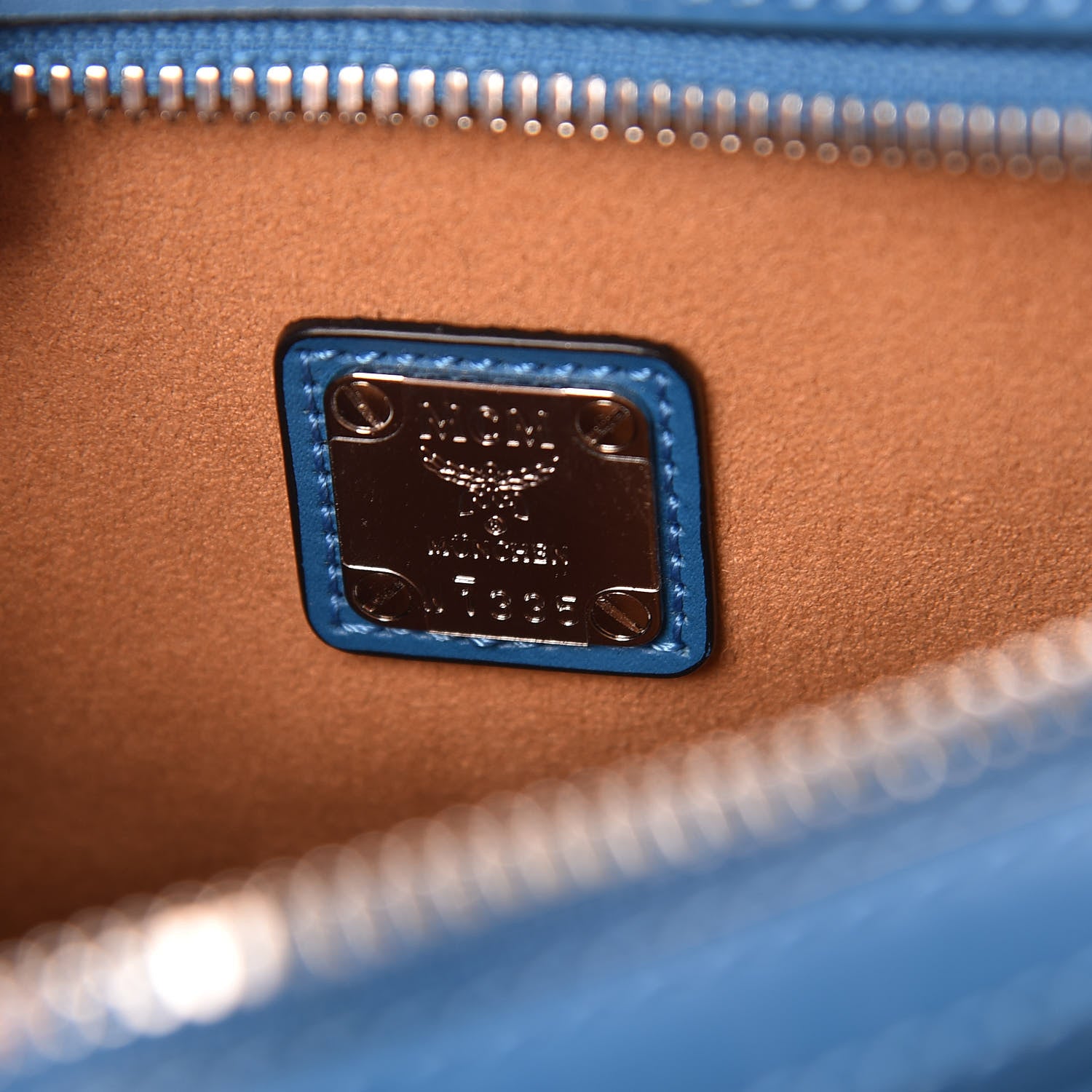 MCM Calfskin Repro Crossbody Bag Blue 6 of 10