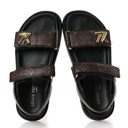 Louis Vuitton Monogram LV Sunset Comfort Flat Sandals 37 Cacao Brown 2 of 16