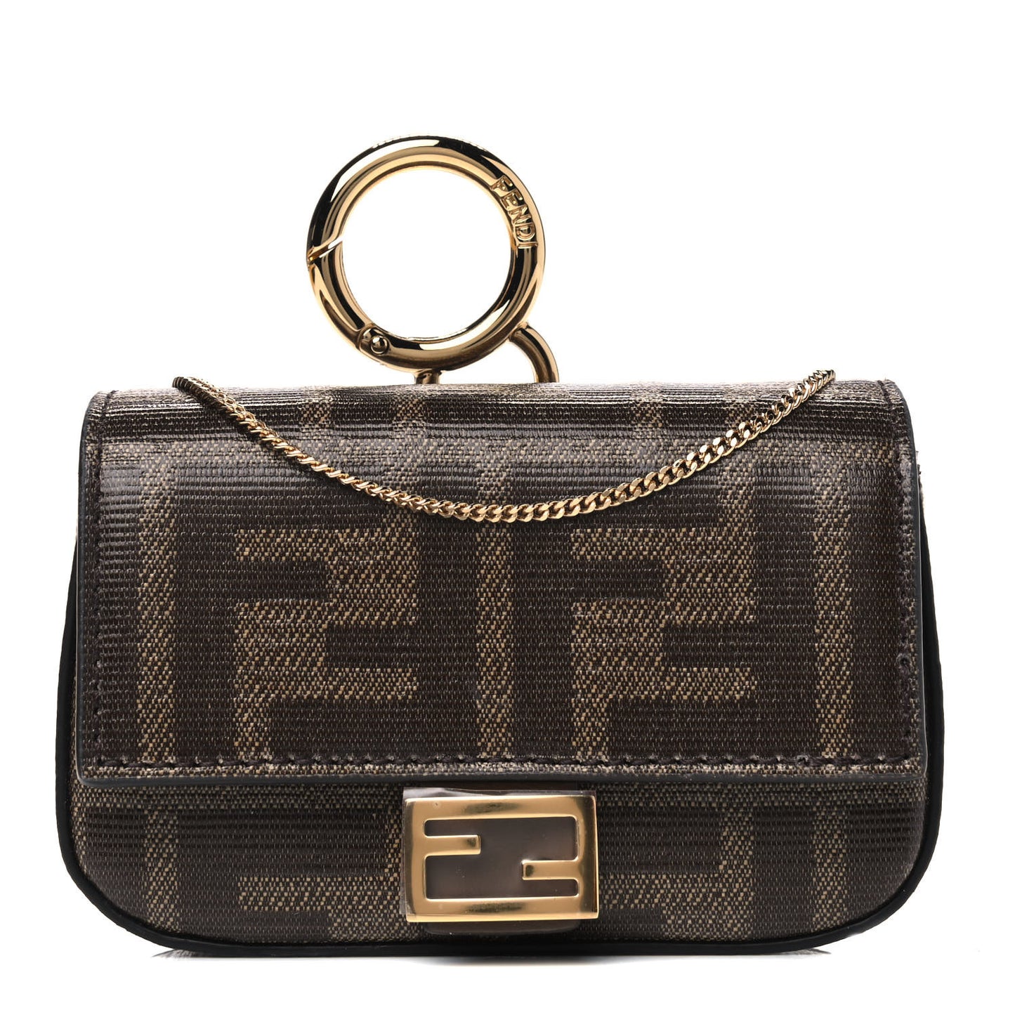 Glazed Fabric FF 1974 Nano Baguette Charm Mogano Panna