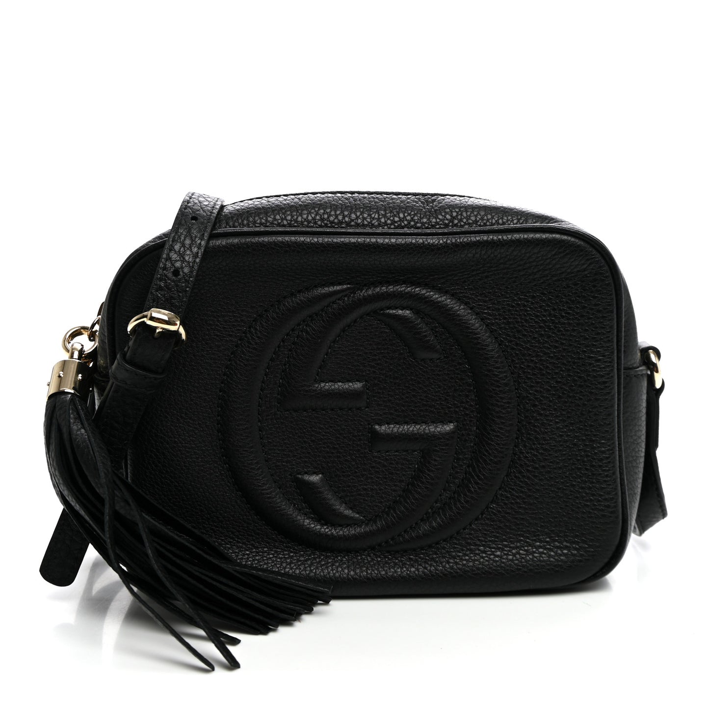 Pebbled Calfskin Small Soho Disco Bag Black