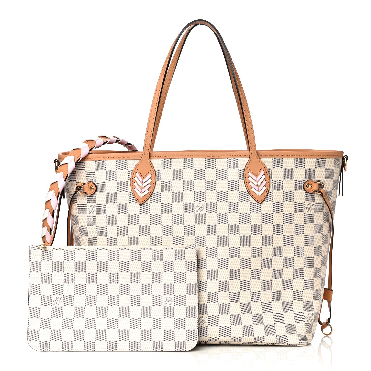 Louis Vuitton Damier Azur Braided Neverfull MM Pink 1 of 16