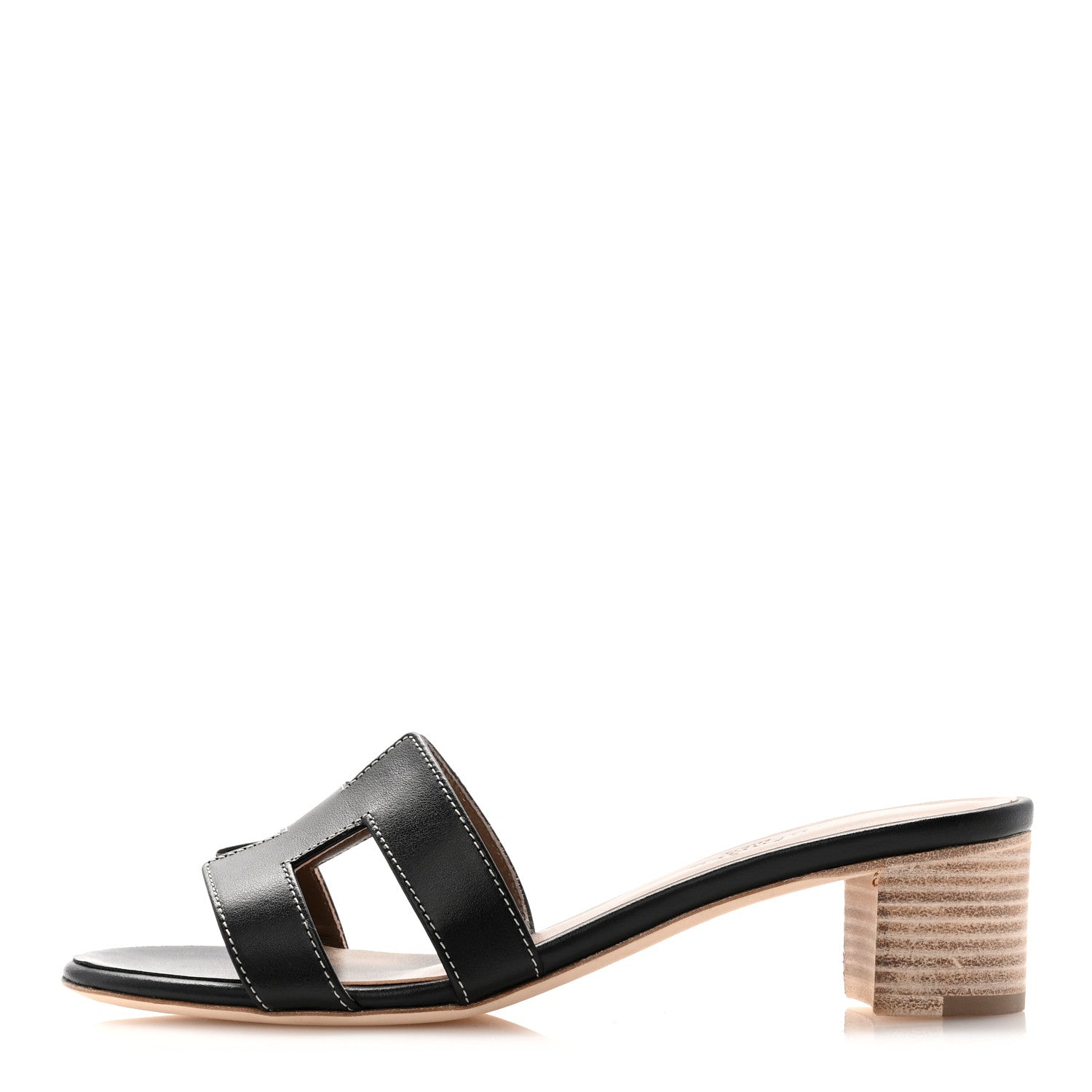 Hermes Calfskin Oasis Sandals 37.5 Black 1 of 8