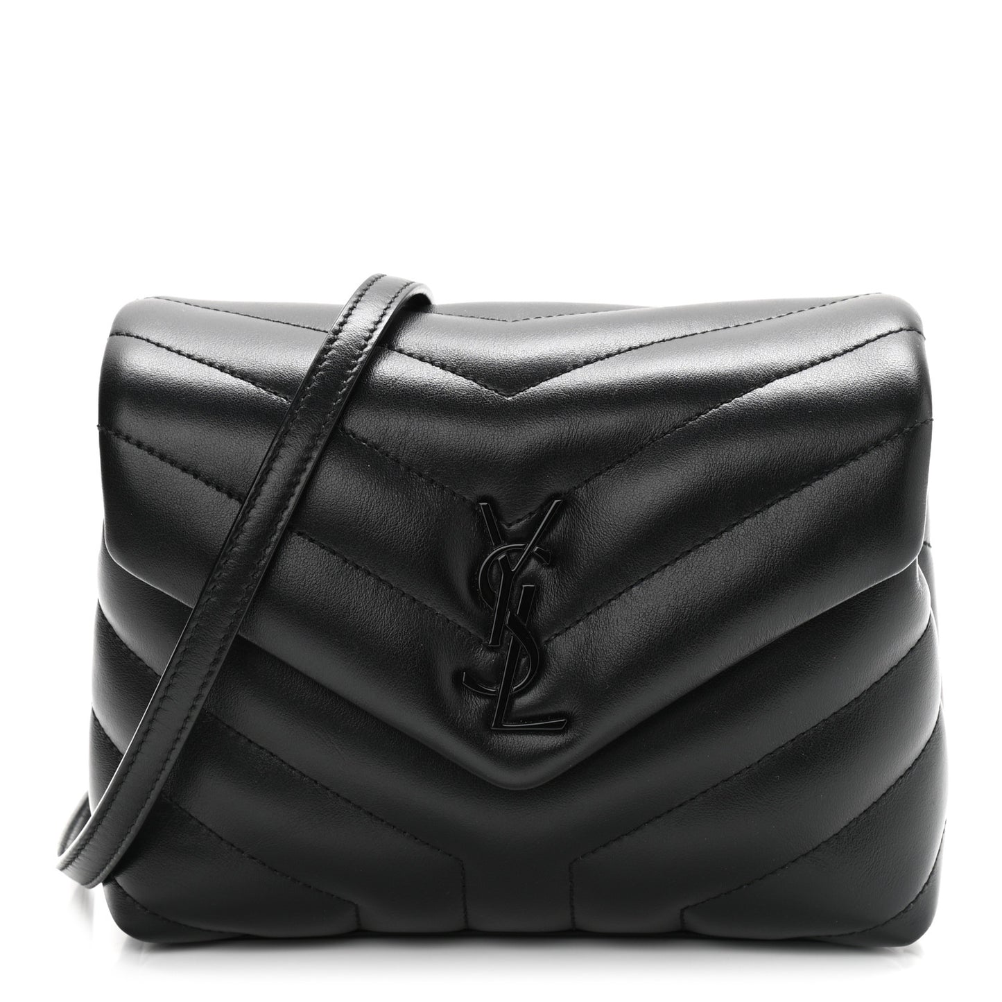 Calfskin Y Quilted Monogram Toy Loulou Crossbody Bag Black