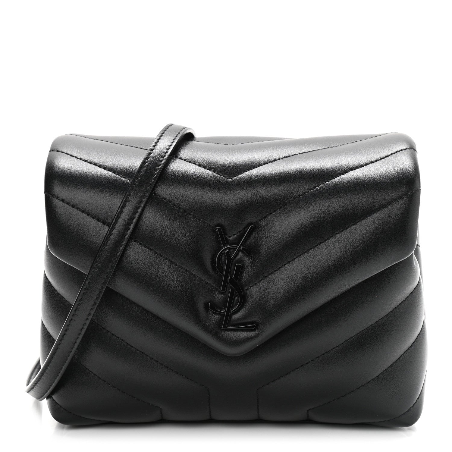 Saint Laurent Calfskin Y Quilted Monogram Toy Loulou Crossbody Bag Black 1 of 11