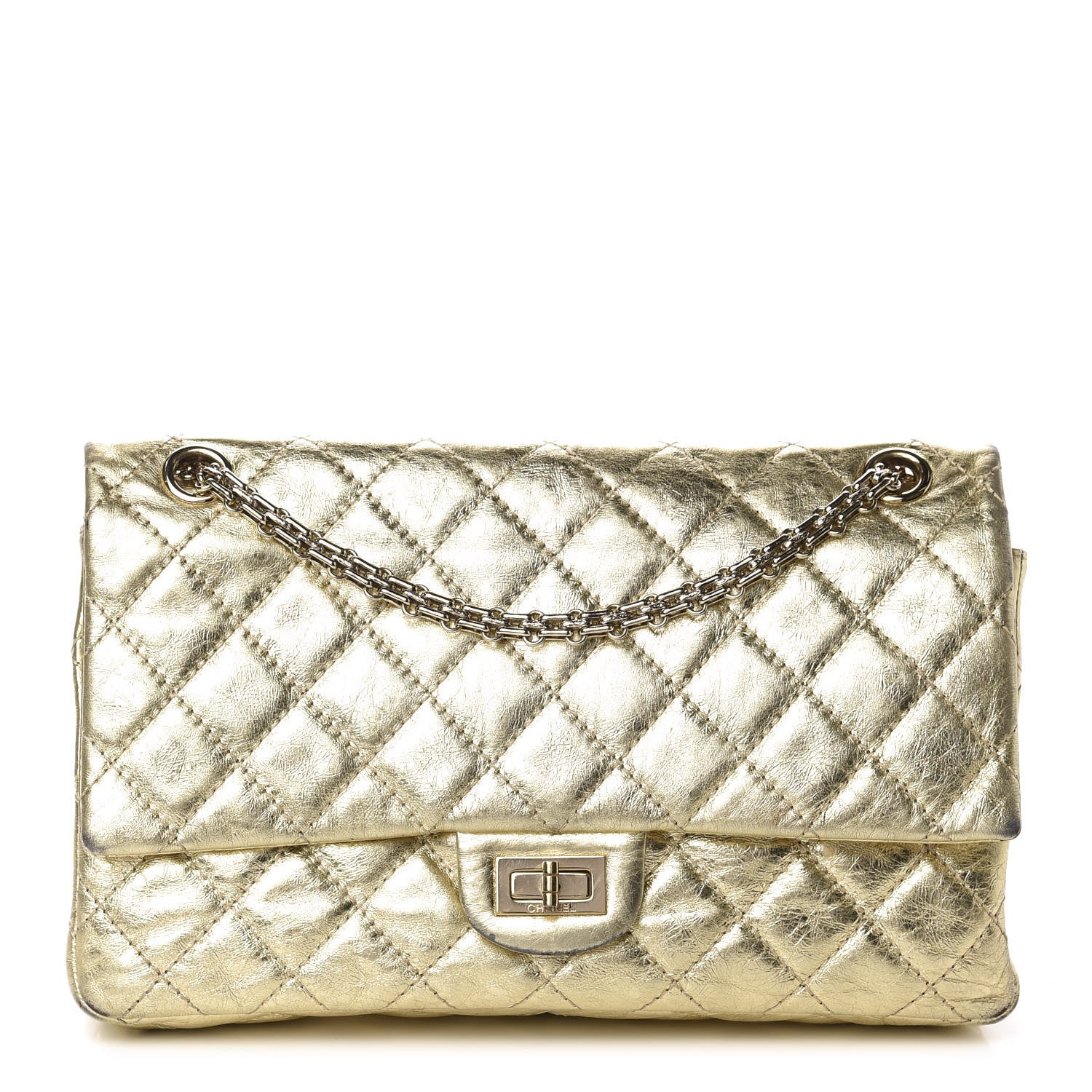 Chanel Metallic Aged Calfskin Quilted 2.55 Reissue 225 Flap Gold 1 of 14