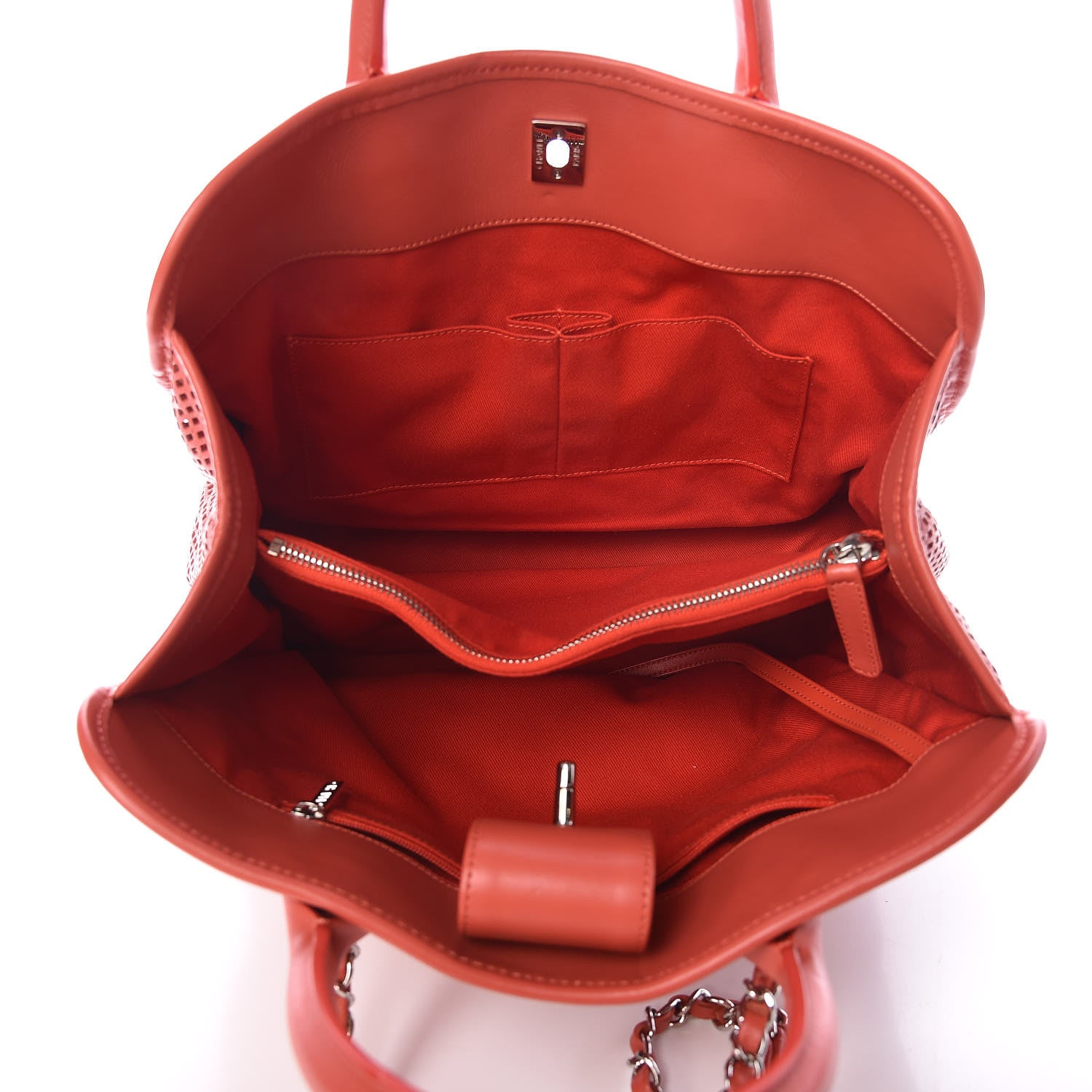 Chanel Calfskin Perforated Up In The Air Tote Red 5 of 10