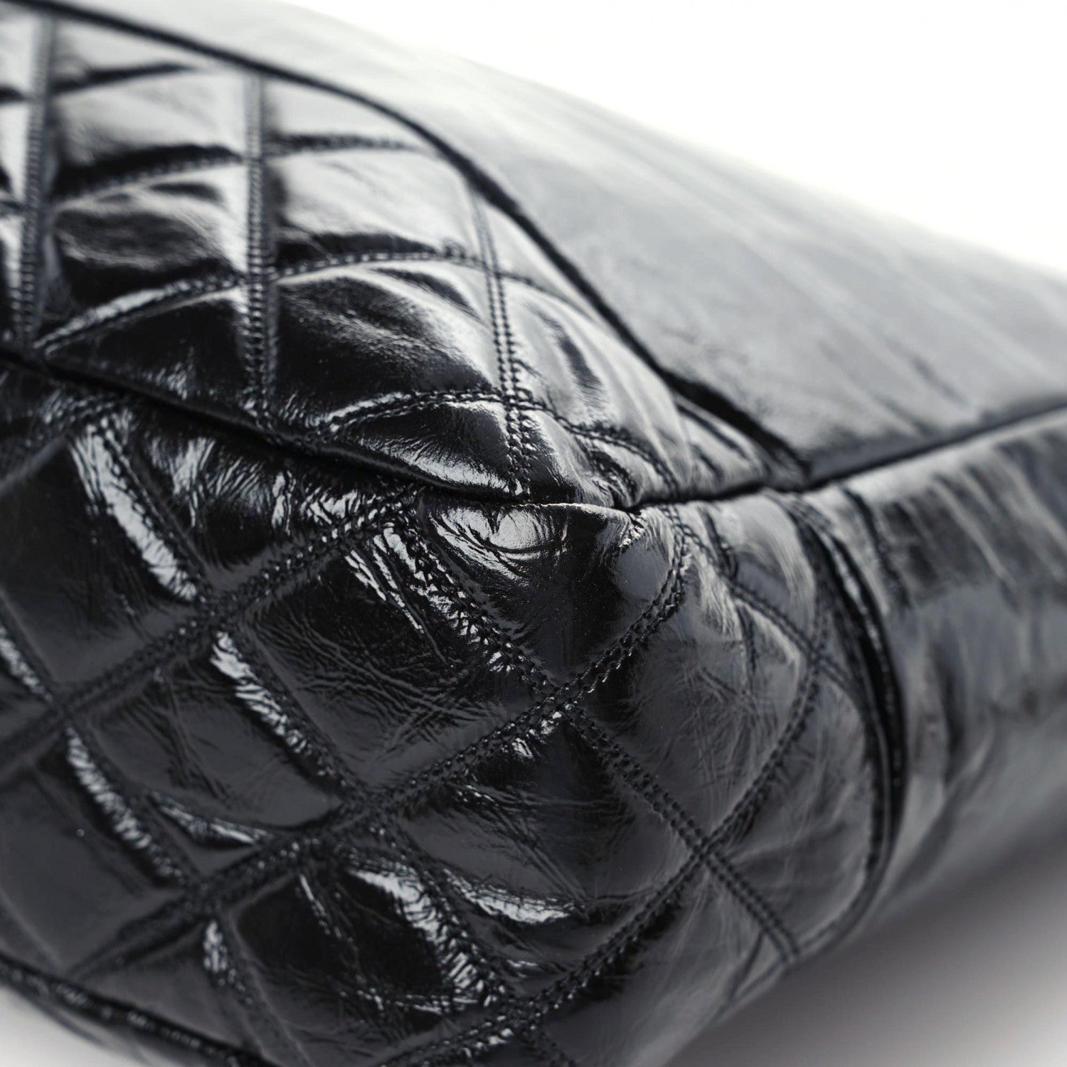 Chanel Shiny Aged Calfskin Quilted Large Shopping Bag Black 11 of 12