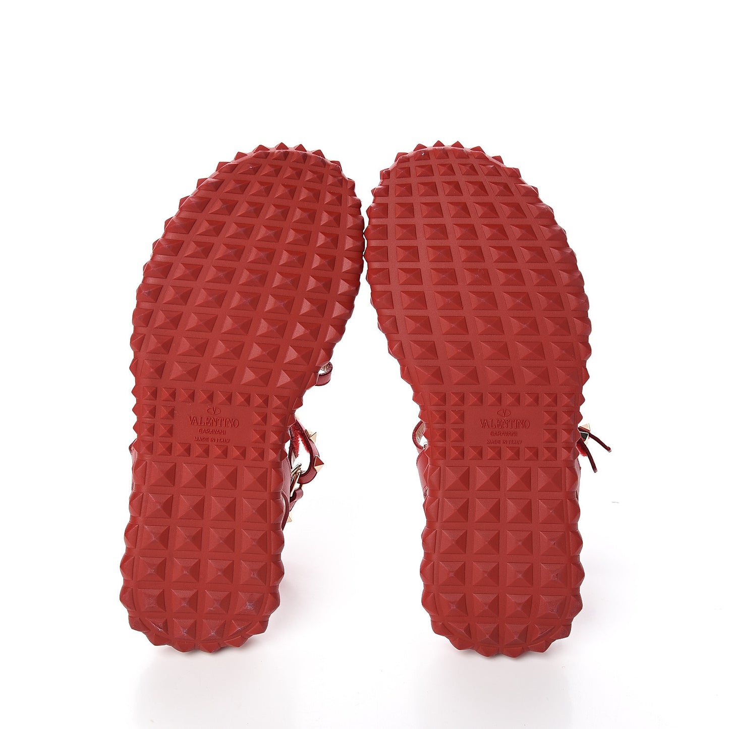 Calfskin Rockstud Gladiator Sandals 38 Red