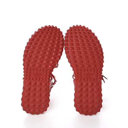 Valentino Garavani Calfskin Rockstud Gladiator Sandals 38 Red 4 of 9