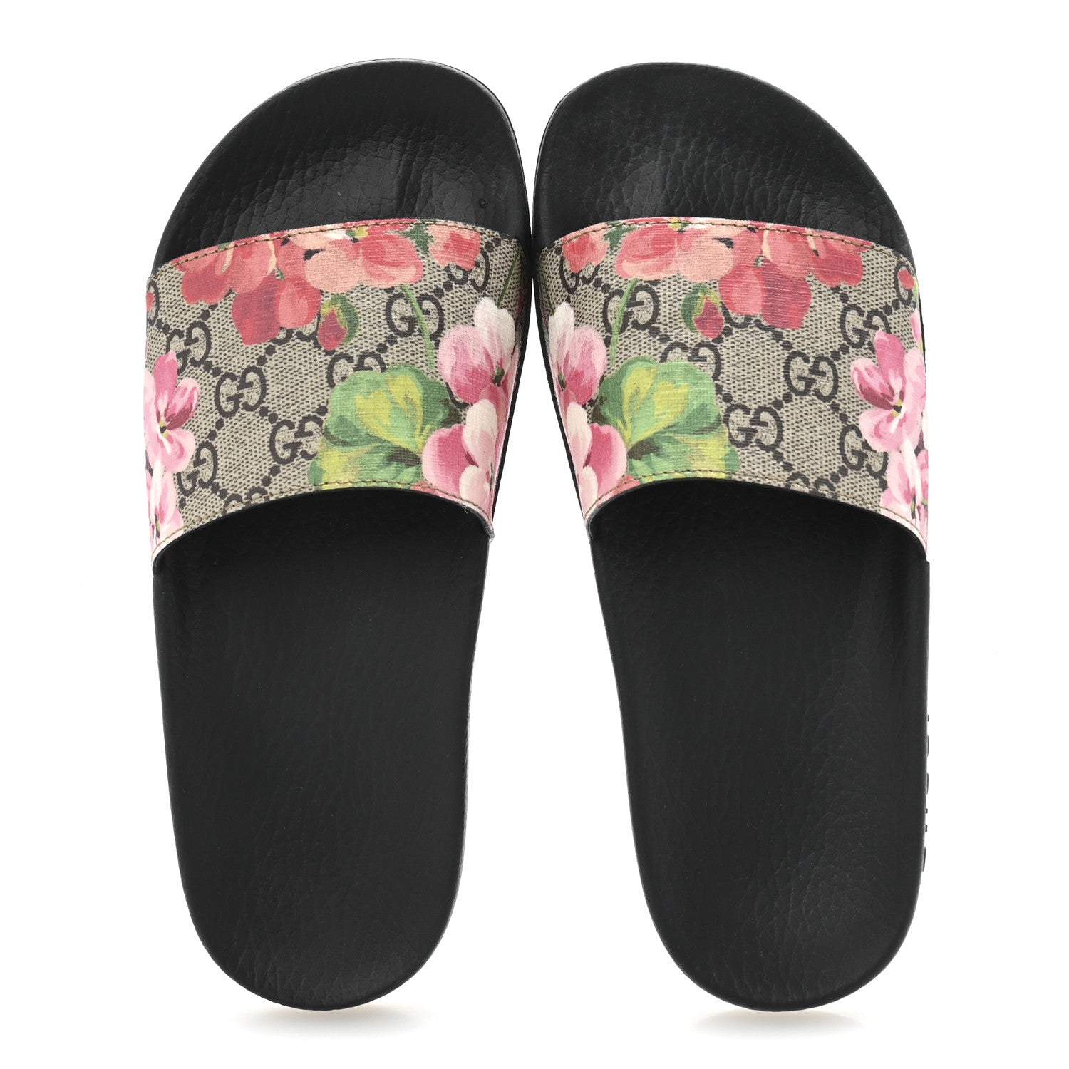 Gucci GG Supreme Monogram Blooms Slide Sandals 36 Beige Multicolor 2 of 9