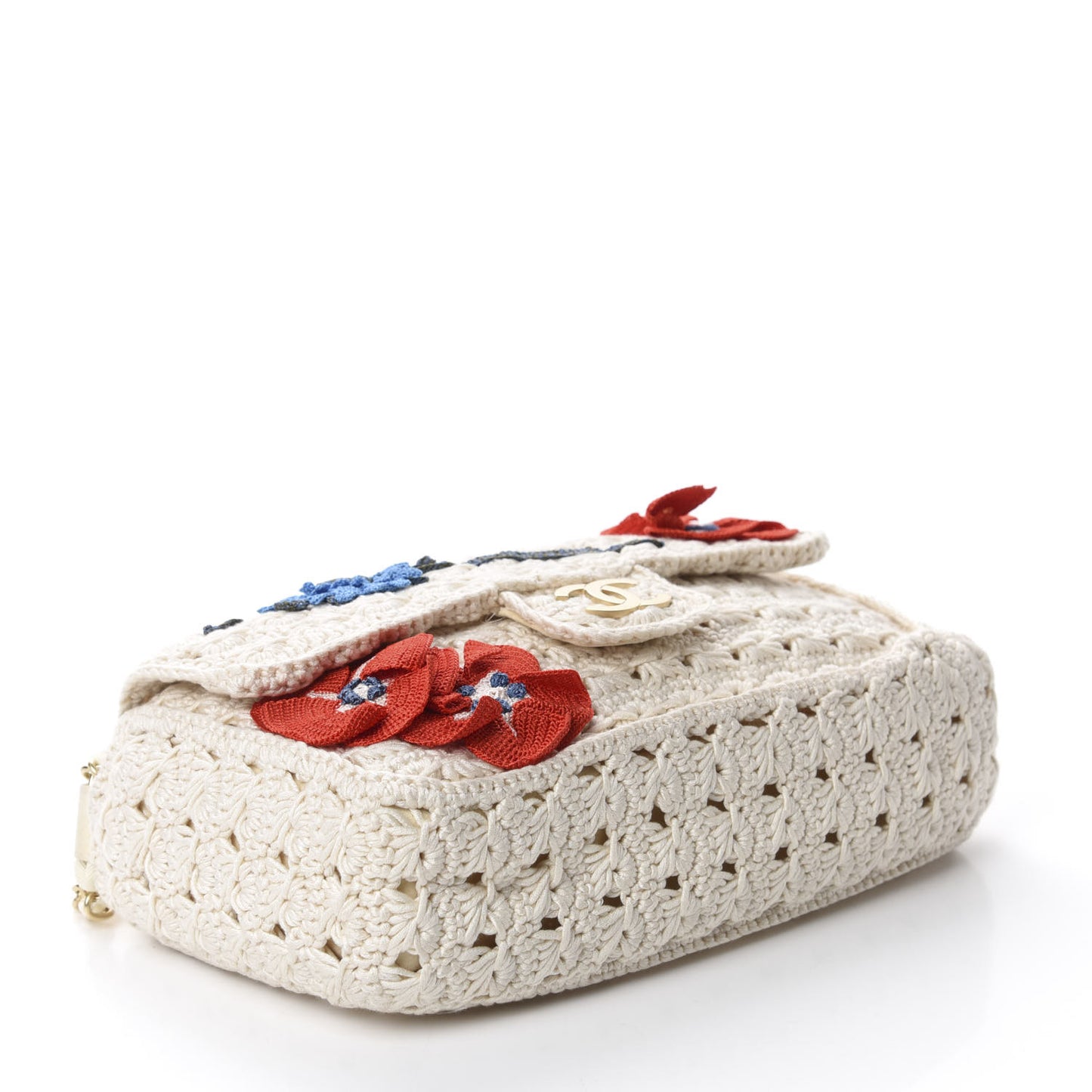 Crochet Camellia Small Flap Ivory