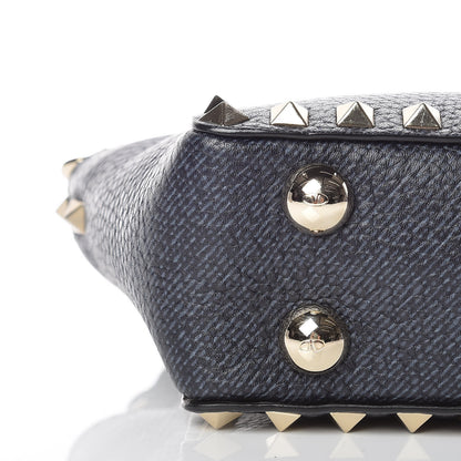 Valentino Garavani Pebbled Calfskin Micro Rockstud Tote Deep Denim 6 of 10