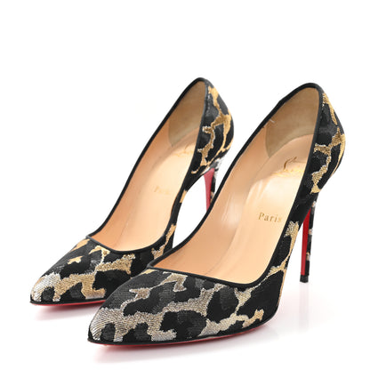 Christian Louboutin Lurex Feline Corneille 100 Pumps 38.5 Black Gold 4 of 11