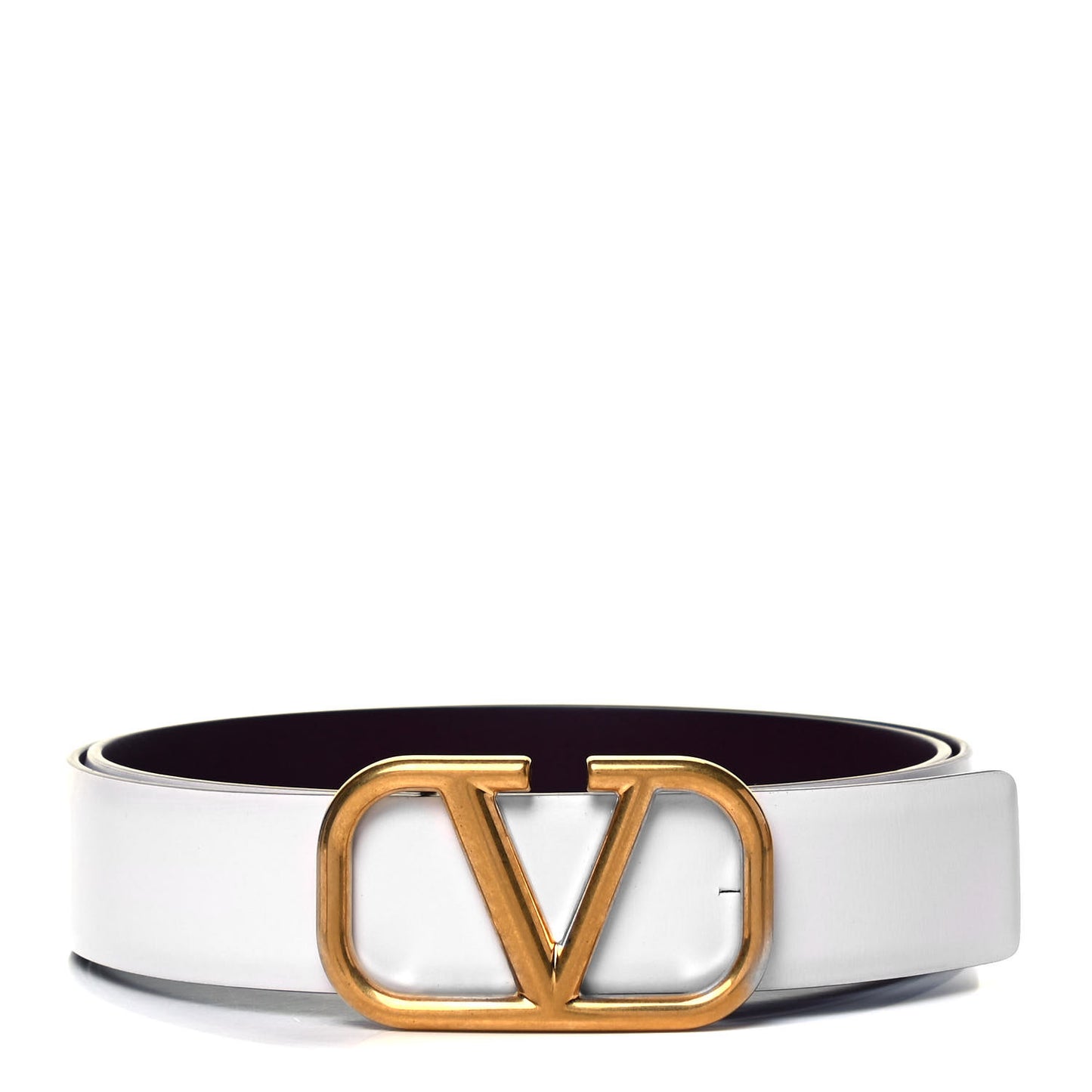 Glossy Calfskin VLogo Reversible Belt 80 32 White Black