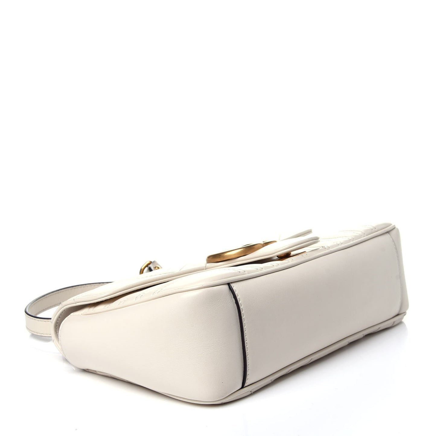 Calfskin Matelasse Small GG Marmont Shoulder Bag White