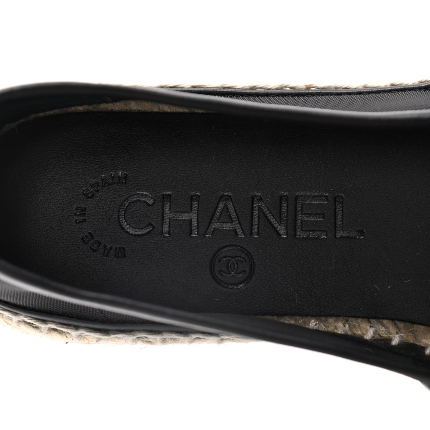 Mesh Grosgrain CC Espadrilles 36 Black