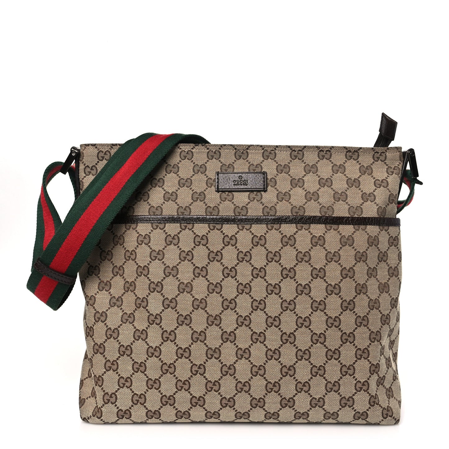 Monogram Web Medium Flat Messenger Bag Brown