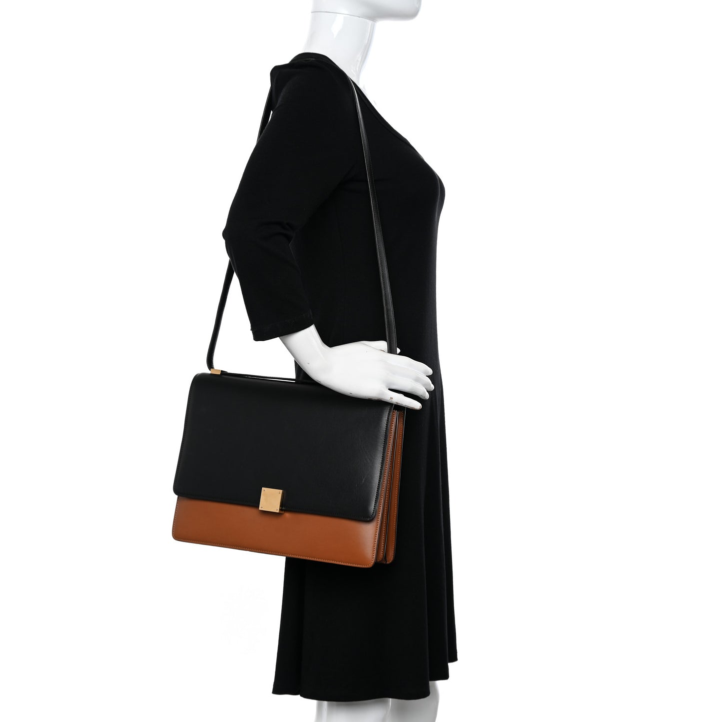 Smooth Calfskin Bi-Color Large Case Camel