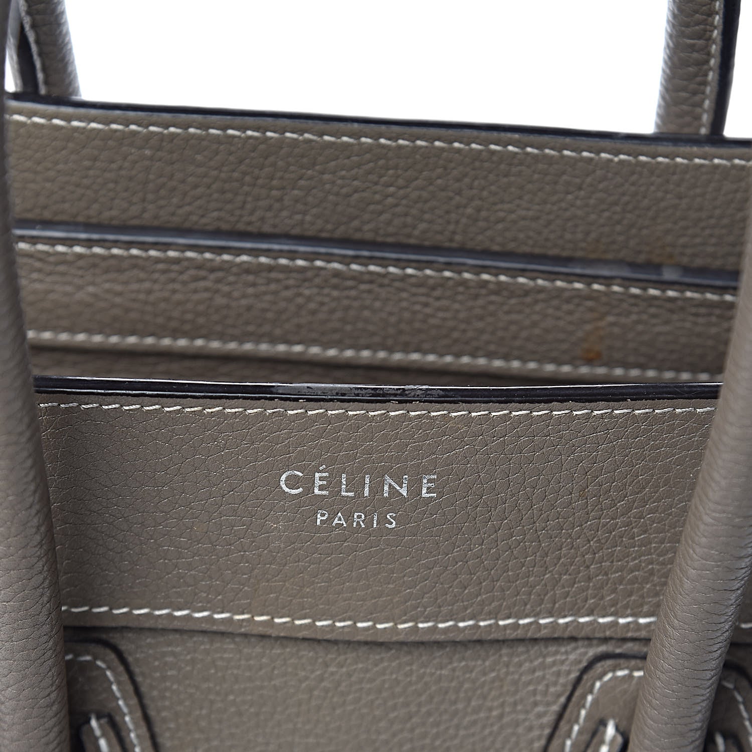 Celine Drummed Calfskin Micro Luggage Souris 13 of 22