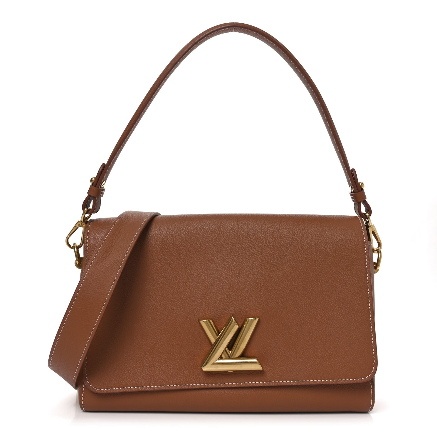 Calfskin Soft Twist Shoulder Bag Cognac