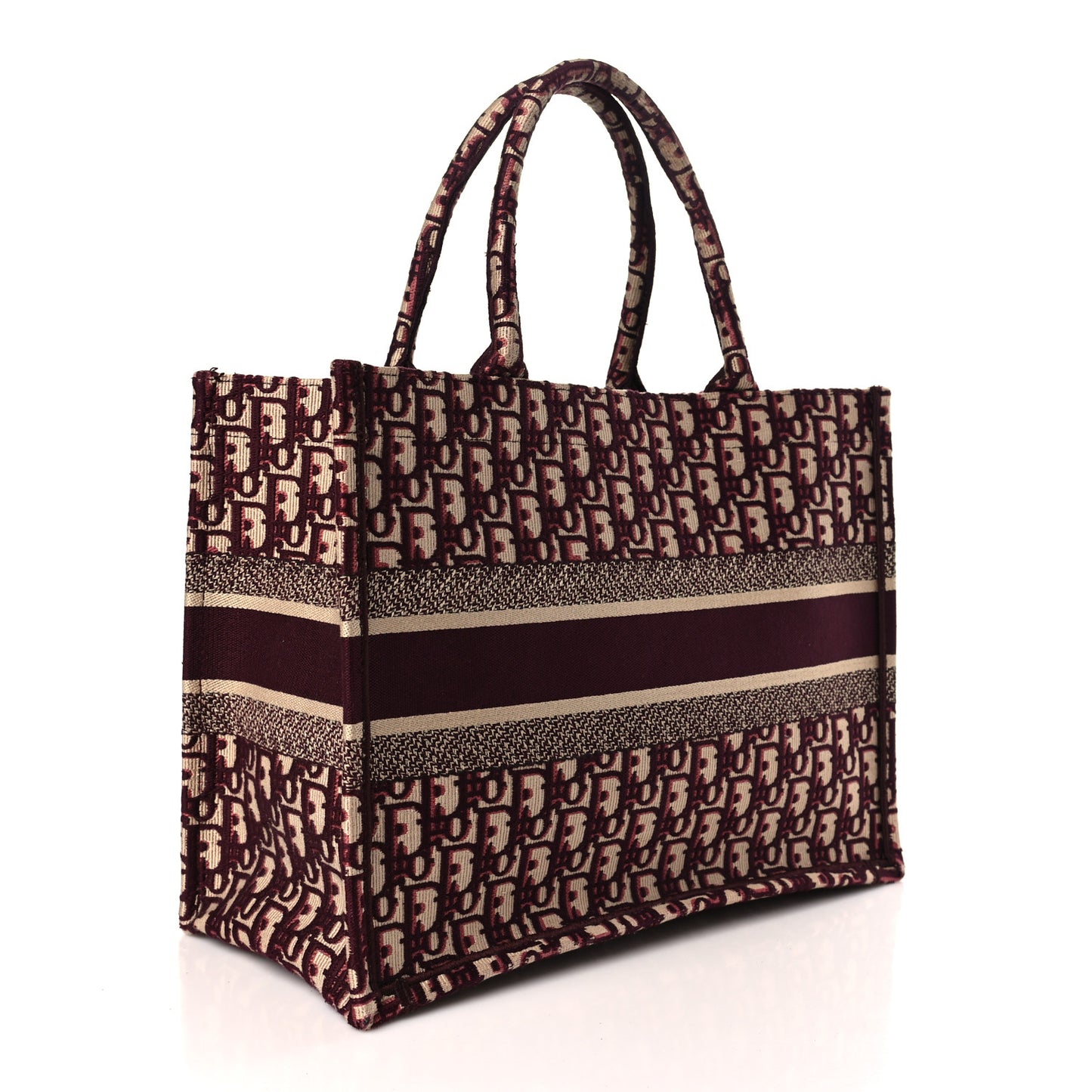 Oblique Medium Book Tote Burgundy Multicolor