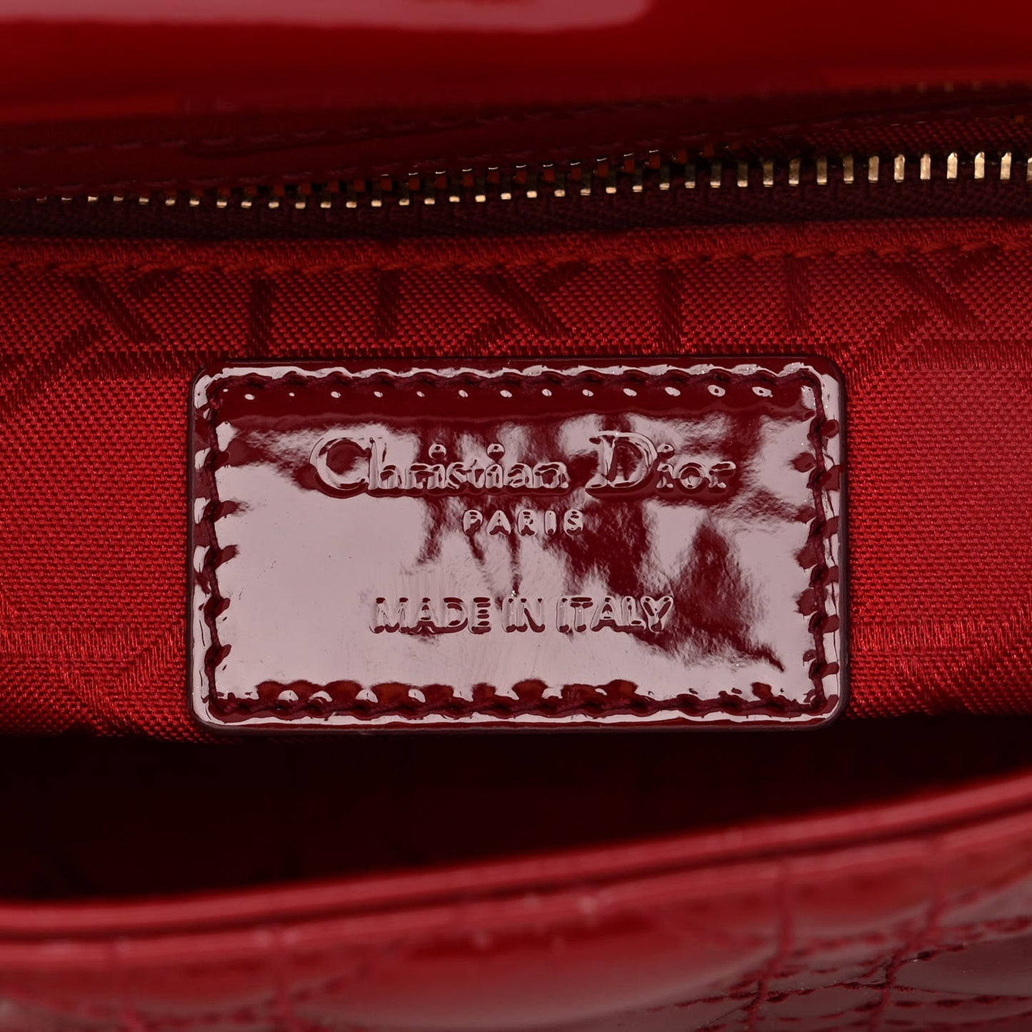 Patent Cannage Mini Lady Dior Red