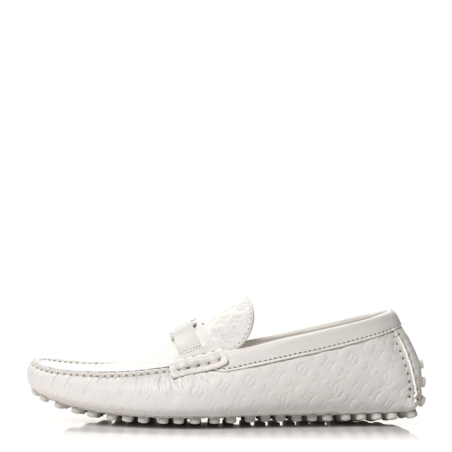 Soft Calfskin Mini Monogram Embossed Mens Hockenheim Moccasin Loafers 11 White